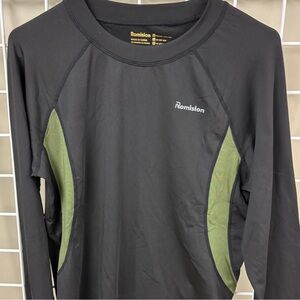 Long Sleeve Activewear Shirt by Romision. Size large. Black. 90/10 poly/spandex.